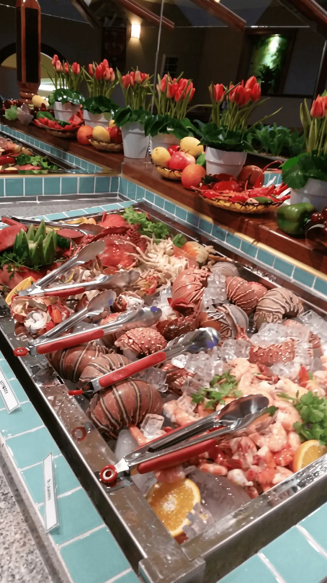 Delicious fresh seafood buffet at Masurina Lodge in Alotau, Papua New Guinea