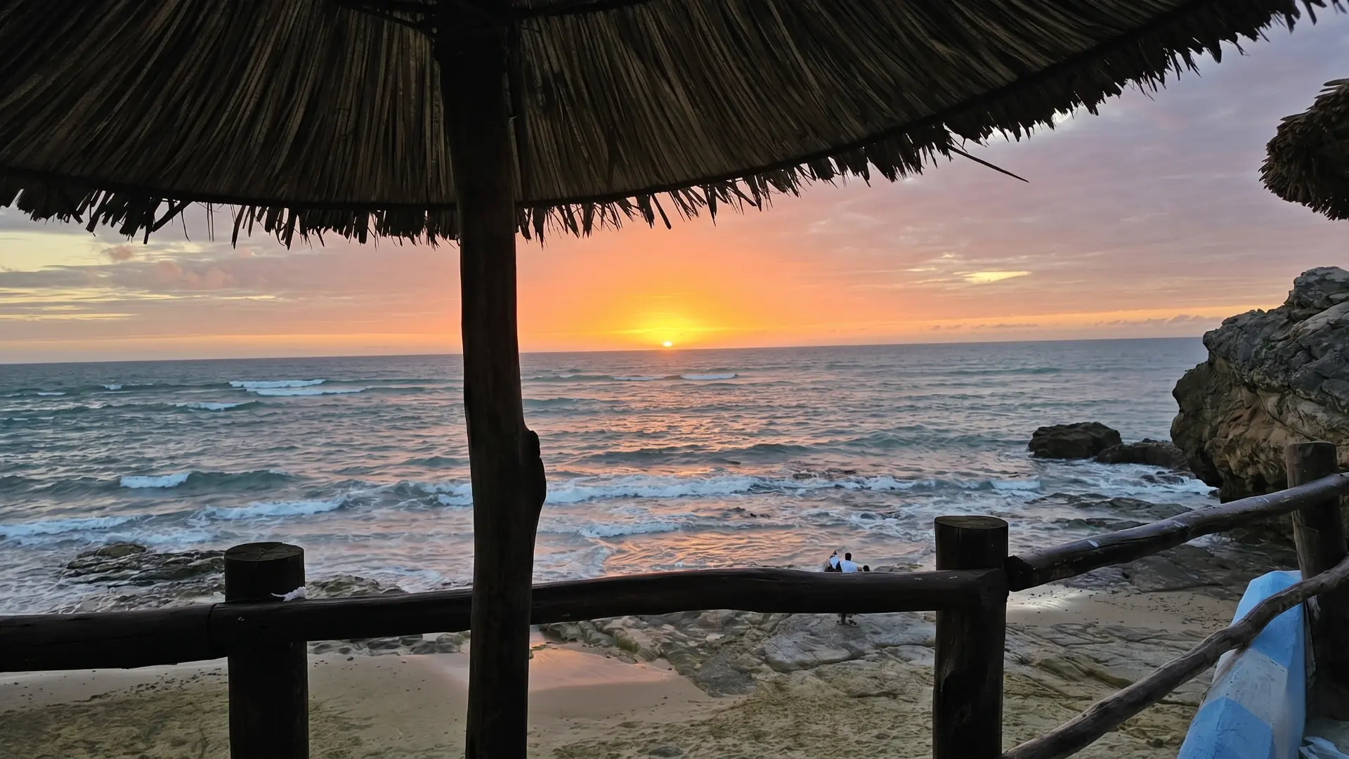 Stunning sunset over the beach in Asilah, Morocco