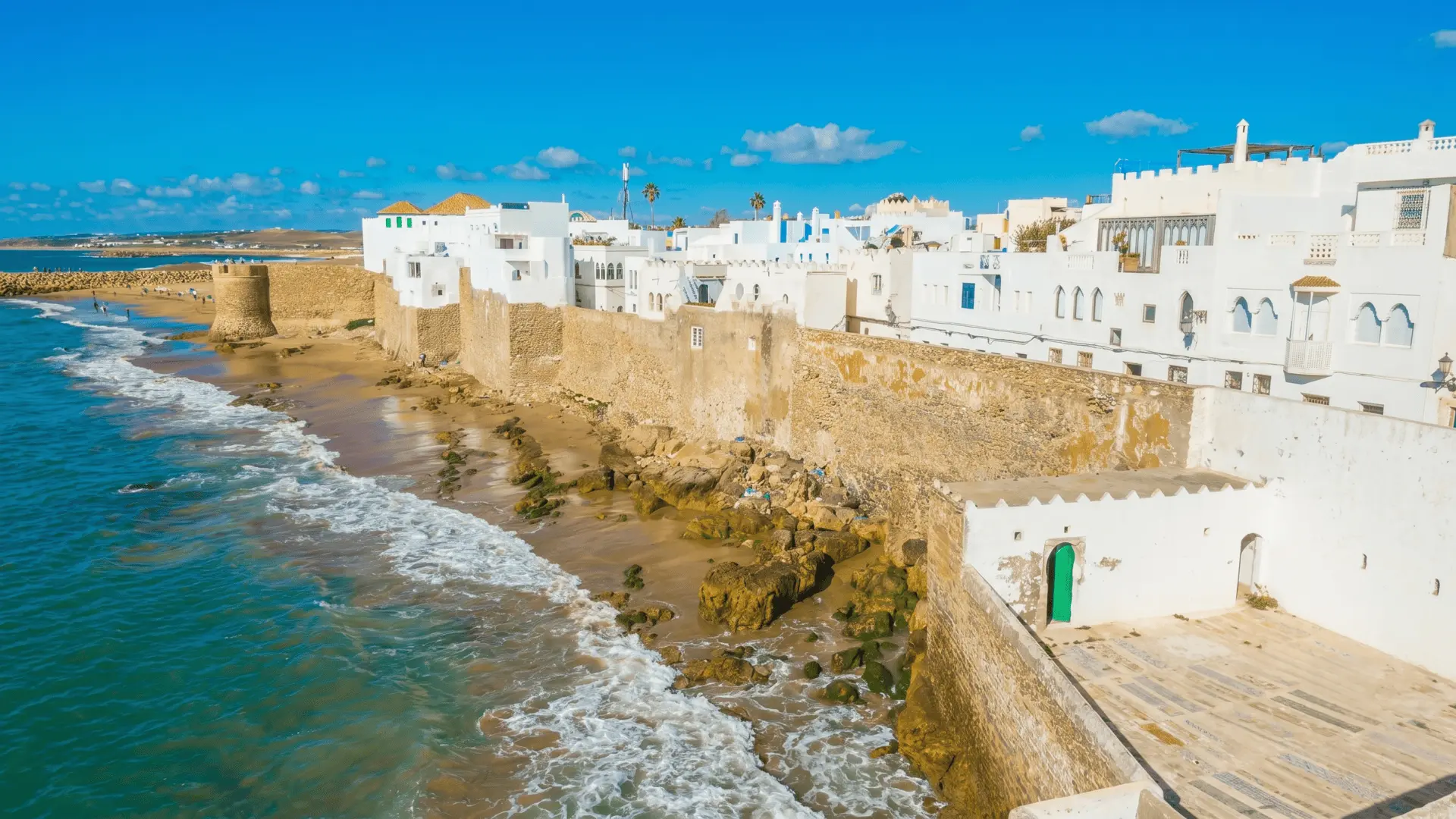 Ancient ramparts and fortifications of Asilah overlooking the Atlantic Ocean