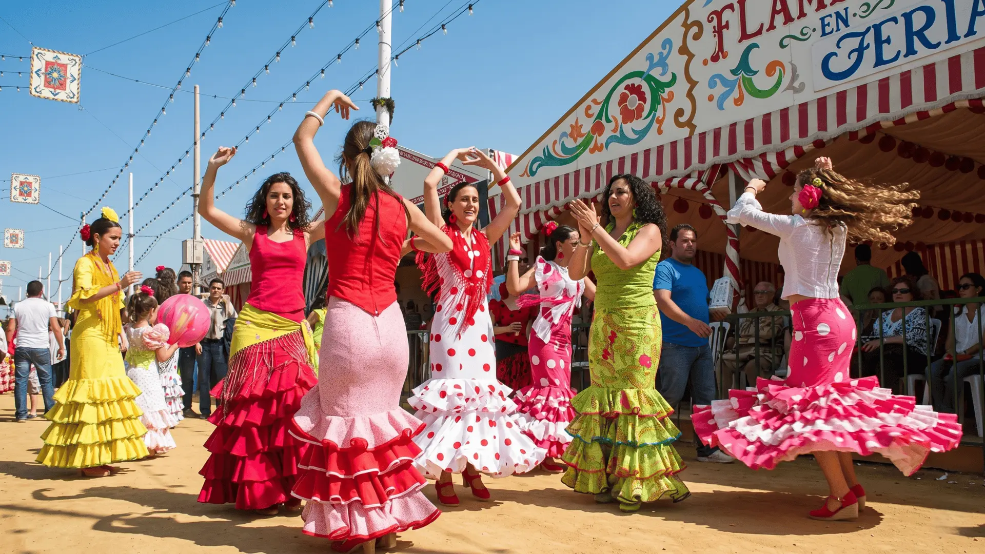 Passionate Spanish women performing traditional flamenco dance in Seville, Spain – vibrant cultural show