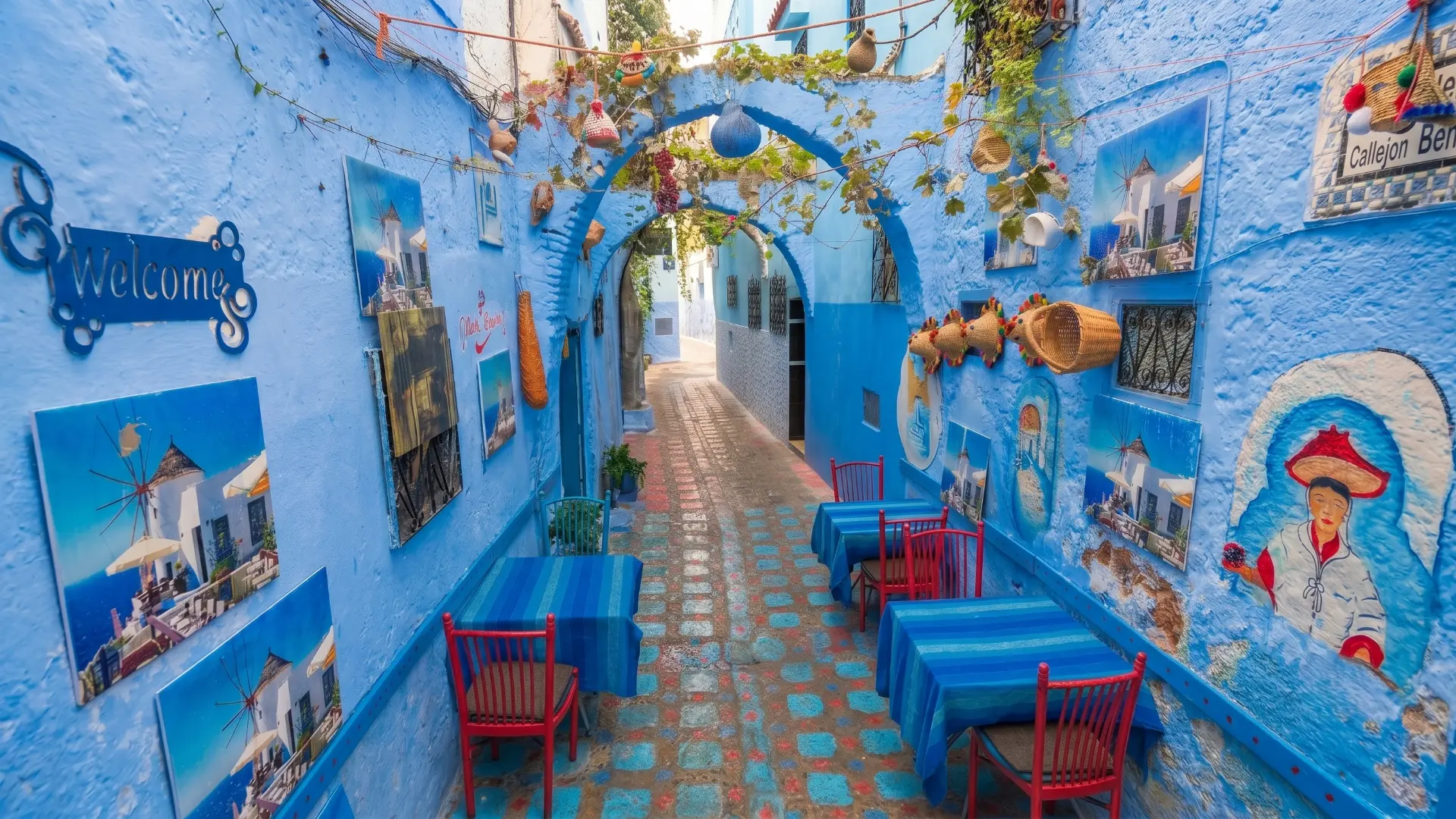 A restaurant in Chefchaouen, the Blue City