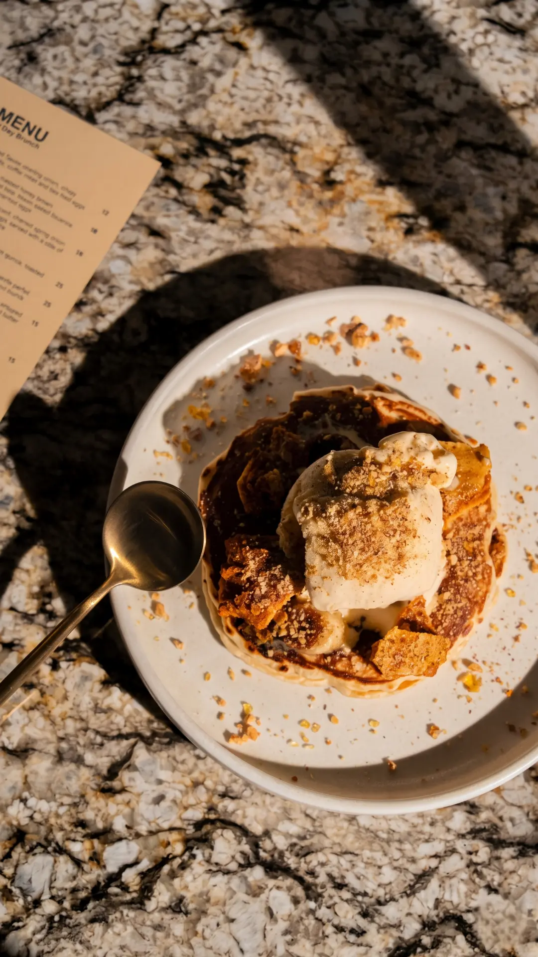 Delicious hazelnut mocha pancakes served at a local cafe in Hobart Tasmania