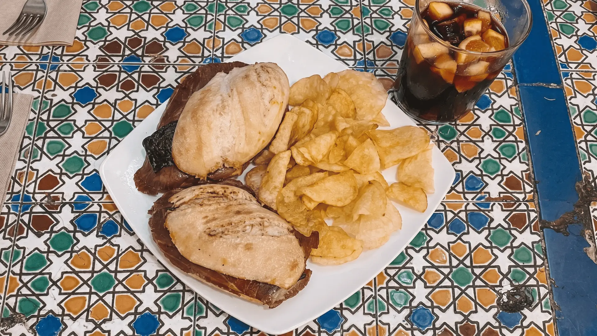 Delicious lamb sandwich from Lareira Baixa, one of the best local eateries in Seville, Spain