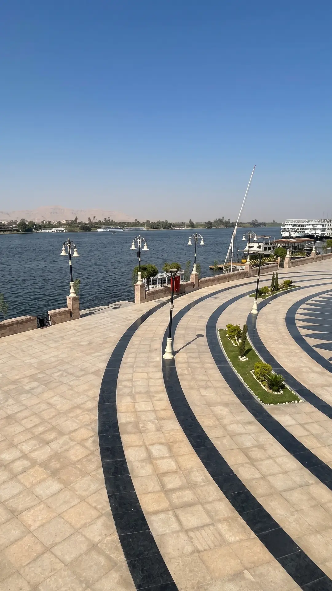 The beautiful Corniche of Luxor along the Nile River with views of the east bank