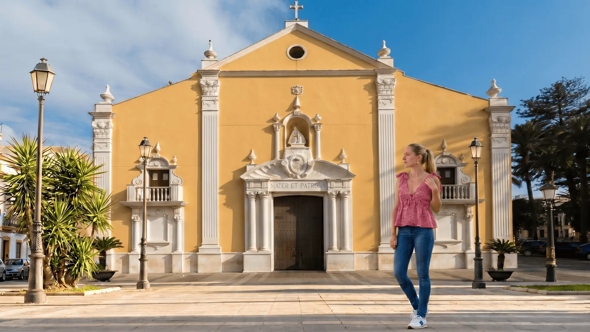 Plaza de África in Ceuta, Spain, with the Cathedral of the Assumption and central monument