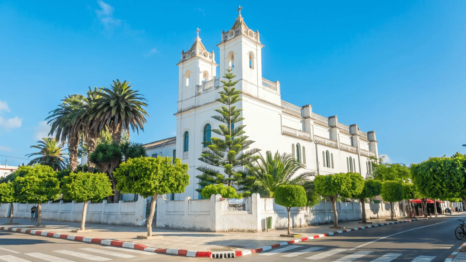 San Bartolome Church in Asilah, historic white church on the Moroccan coast