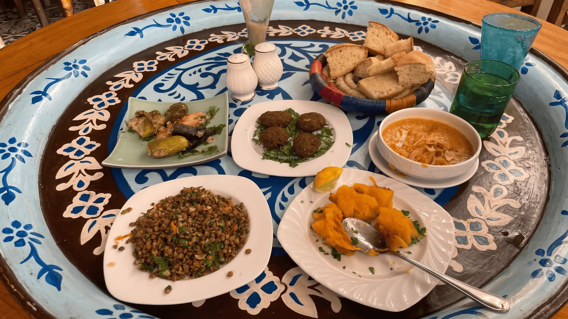 Dining at Sofra Restaurant in Luxor, known for traditional Egyptian food
