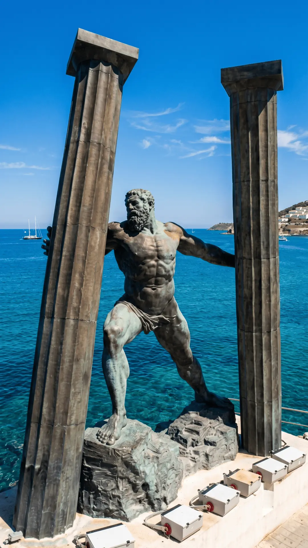 Pillars of Hercules landmark and viewpoint in Ceuta, Spain, marking the Strait of Gibraltar