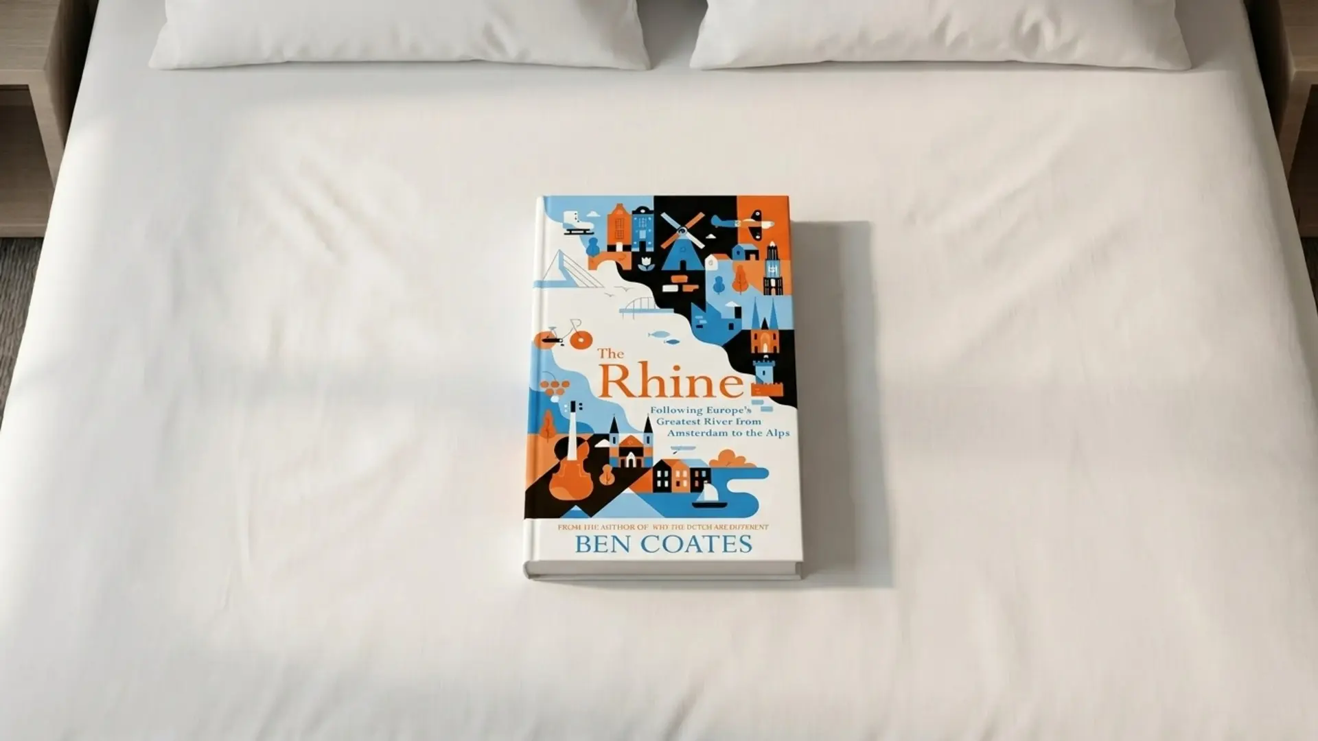 The Rhine by Ben Coates, a travel book following the Rhine River through the Netherlands, Germany, France, Liechtenstein, and Switzerland